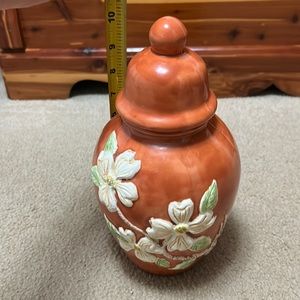 Glass Ginger Jar With Dogwoods.